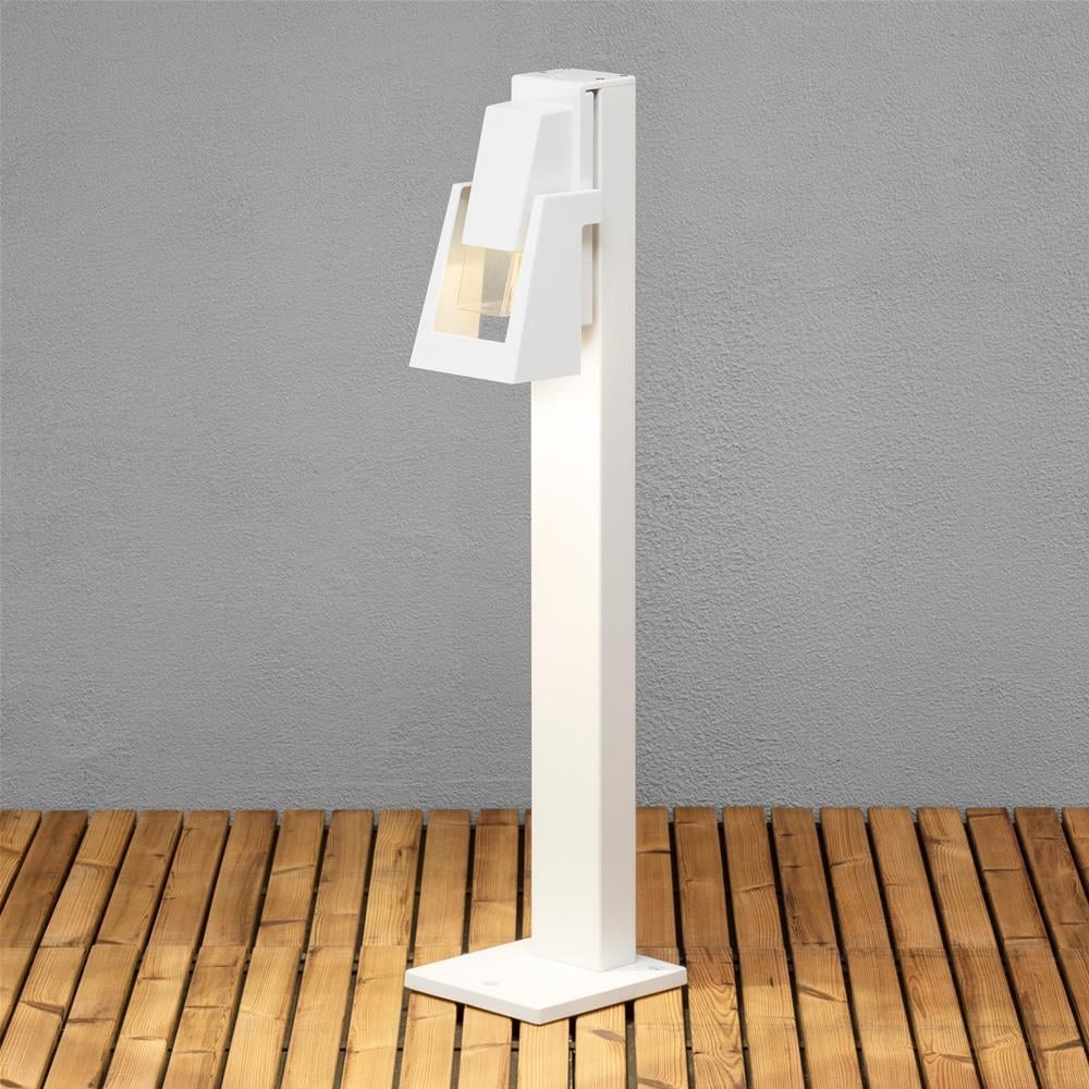 Elegant Konstsmide Potenza Japanese-Style White Bollard Light