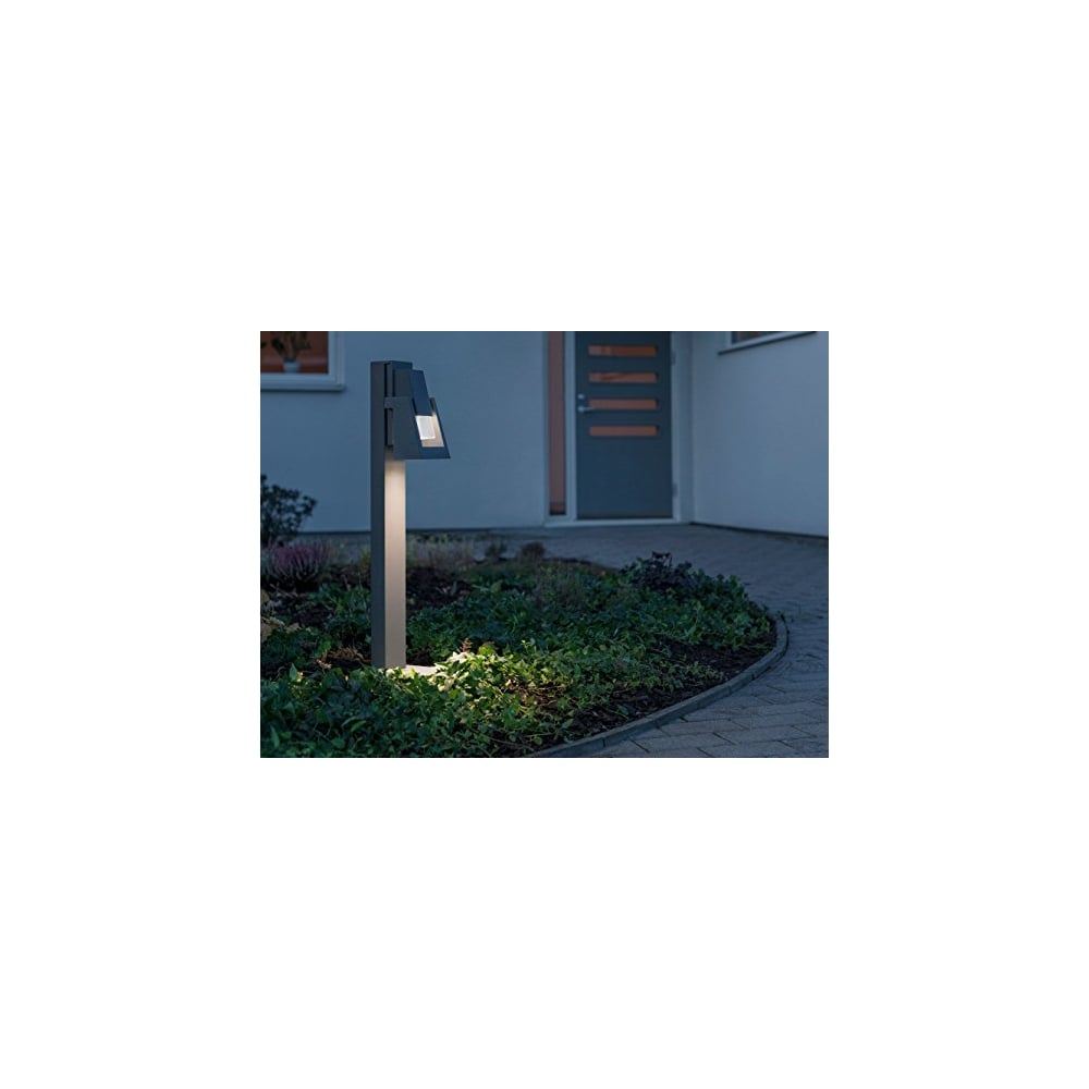 Contemporary Grey Potenza Bollard Light with Clear Acrylic Lens