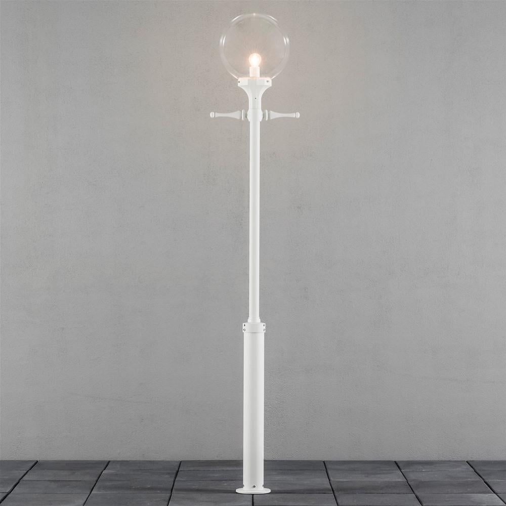 Orion Classic White Garden Lamp Post with Clear Acrylic Globe