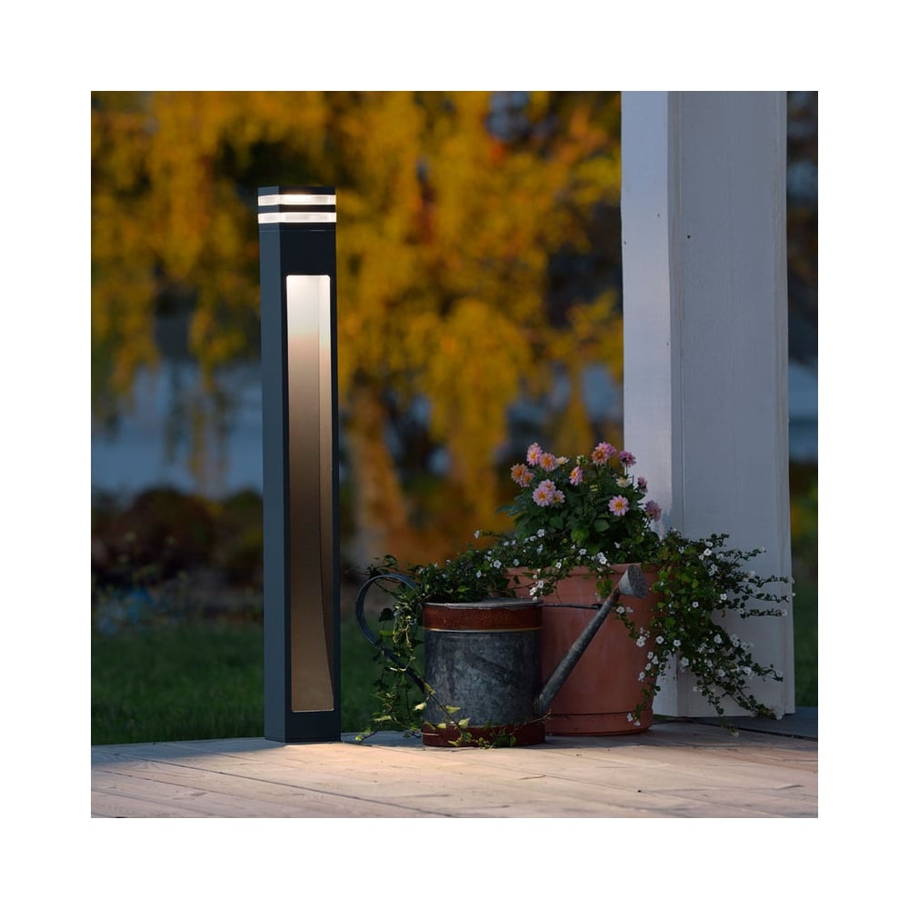 Sleek Massa Grey Garden Bollard Light with Acrylic Lens