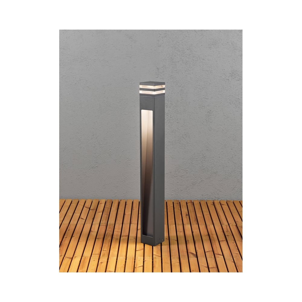 Sleek Massa Grey Garden Bollard Light with Acrylic Lens