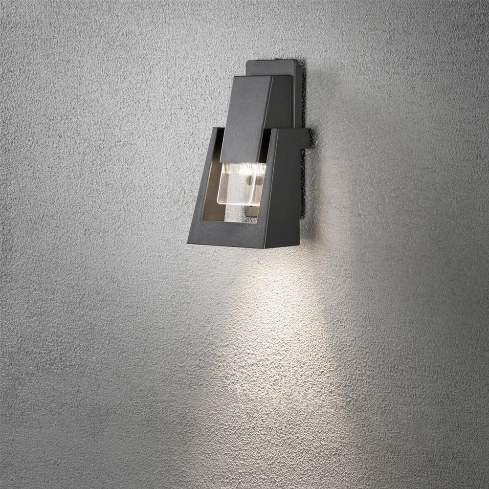Elegant Industrial Grey Lantern-Style Outdoor Wall Light