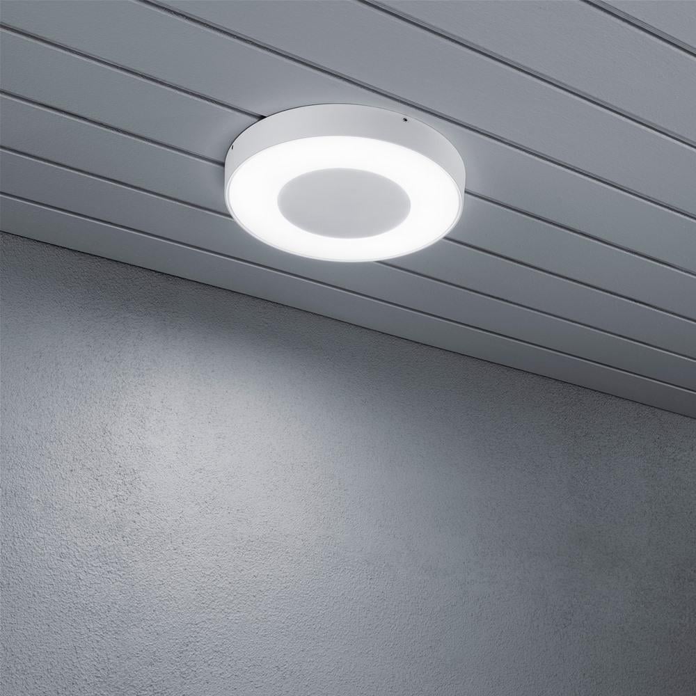 Sleek White LED Disk Porch Ceiling Light by Konstsmide