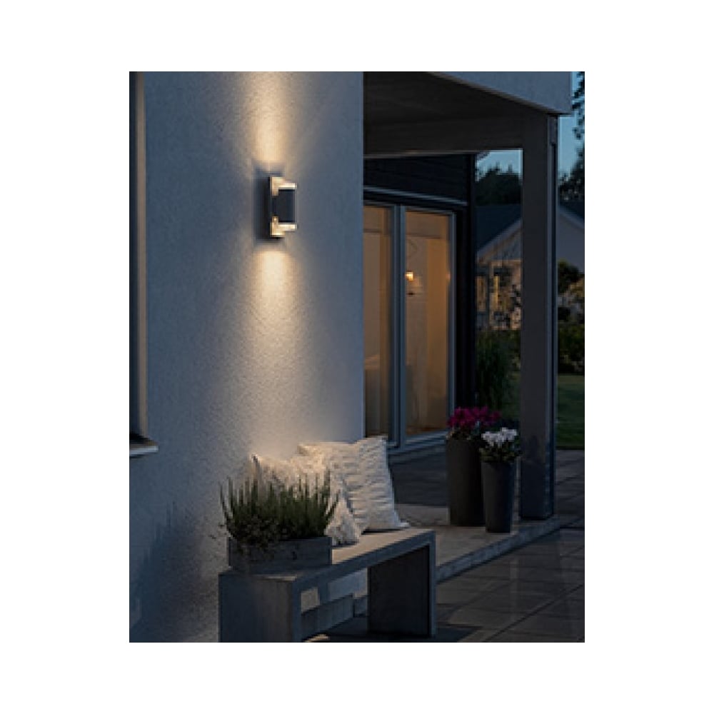 Sleek Grey Potenza LED Wall Light for Outdoor Ambiance