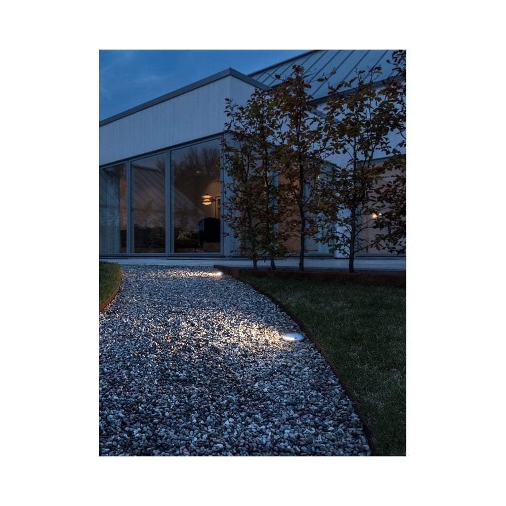 Sleek Stainless Steel LED Ground Pathway Light with Recessed Dome Design