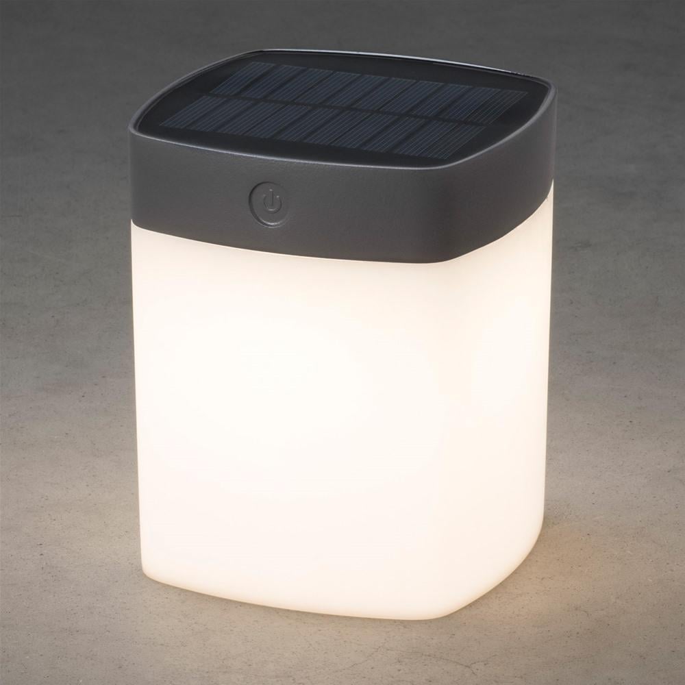 Solar-Powered Grey LED Garden Table Lamp with Dimmable Function