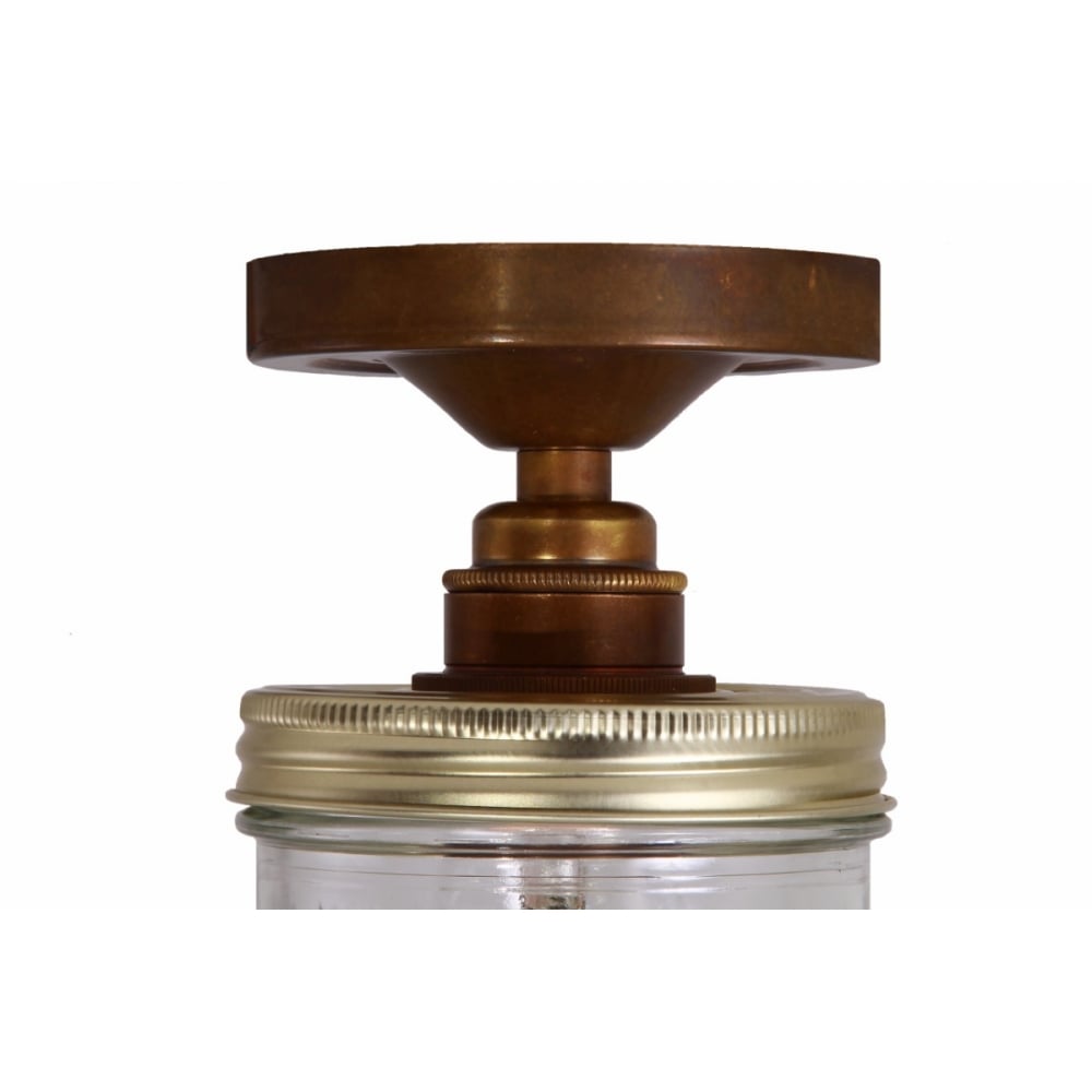 Antique Brass Jam Jar Ceiling Light Fixture