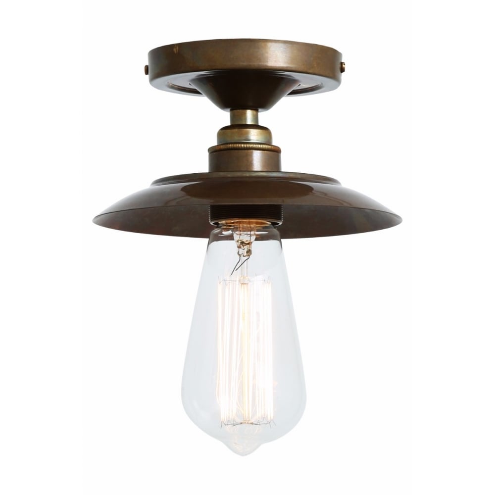 Antique Brass Reznor Flush Ceiling Light Fixture