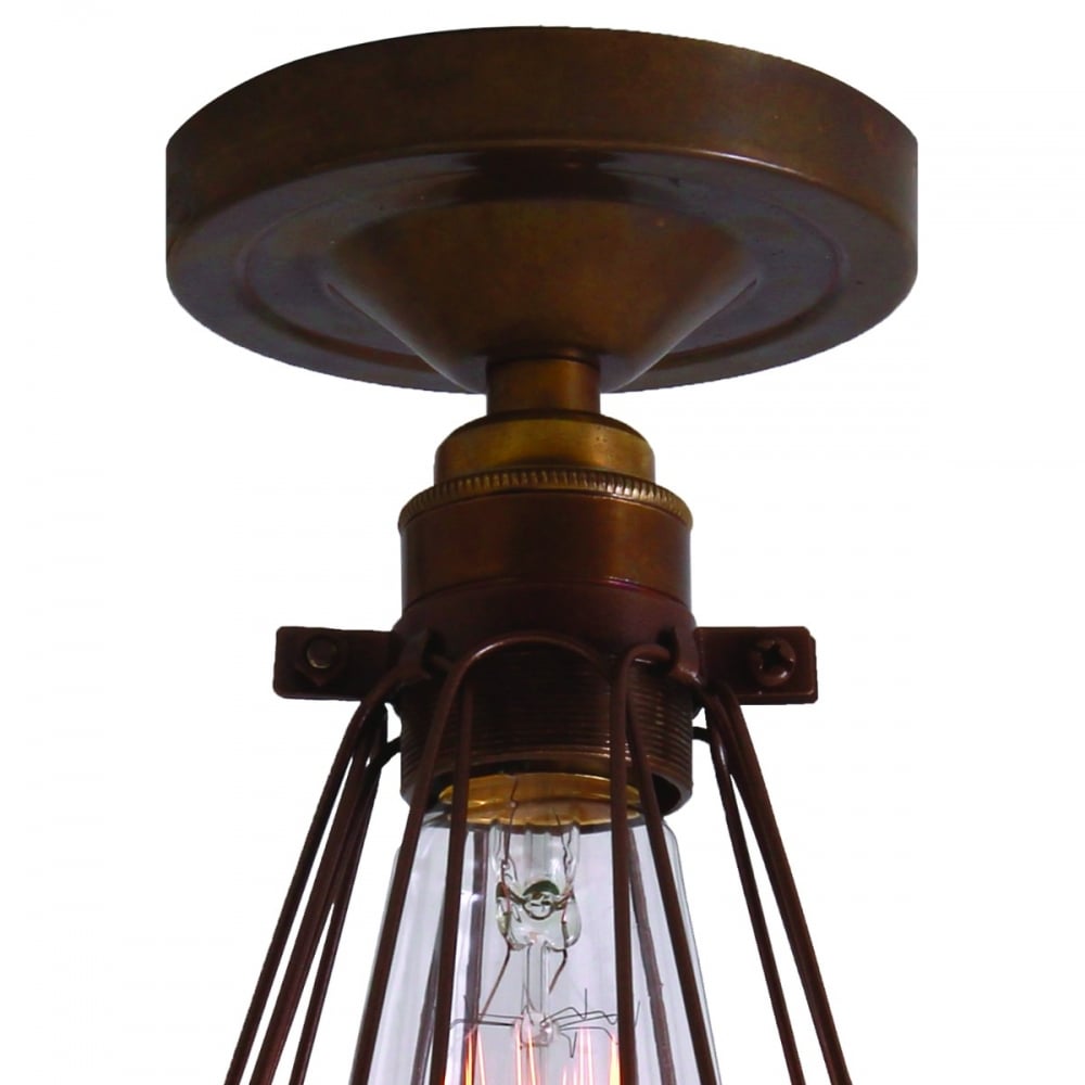Apoch Antique Brass & Bronze Flush Cage Ceiling Light