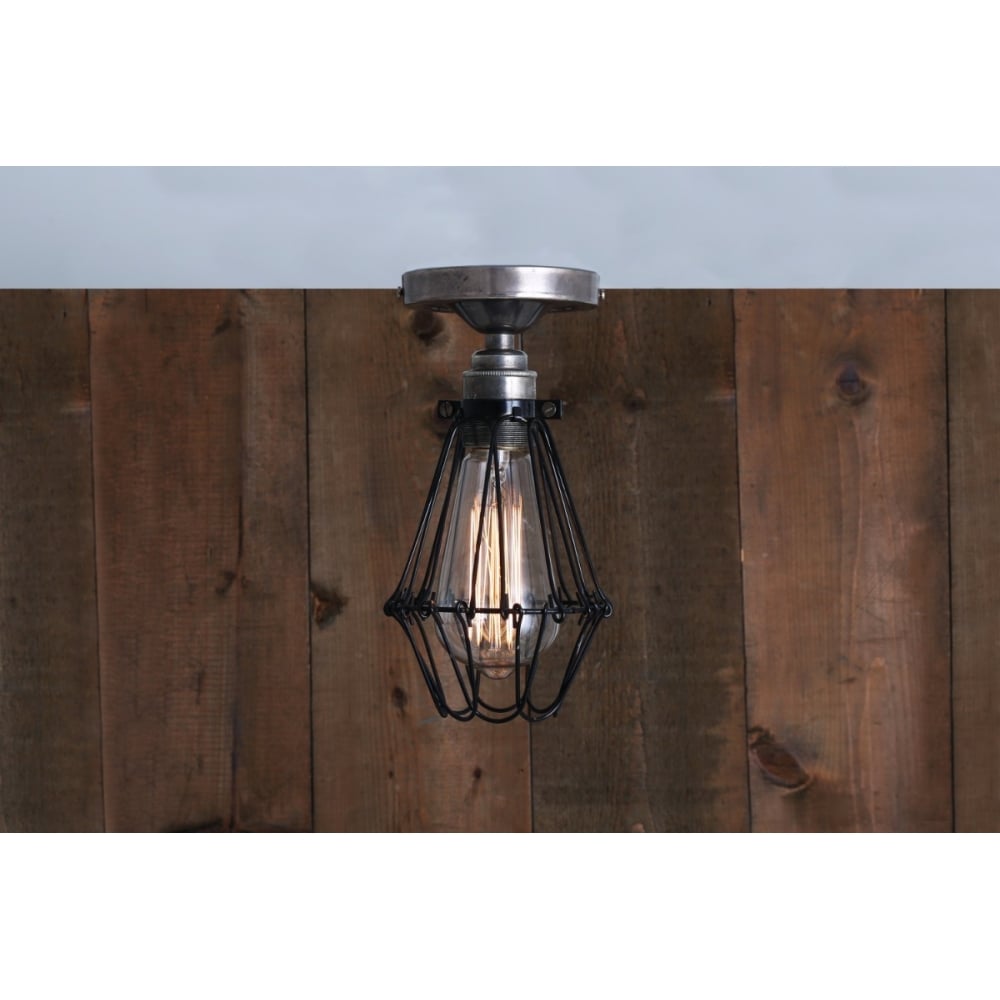 Apoch Antique Brass & Bronze Flush Cage Ceiling Light