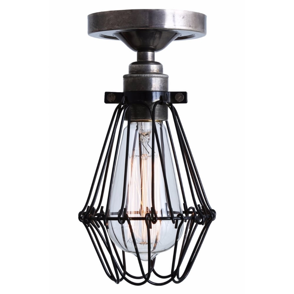 Apoch Antique Brass & Bronze Flush Cage Ceiling Light