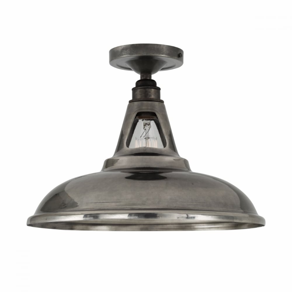 Geneva Industrial Ceiling Light, Antique Brass Finish
