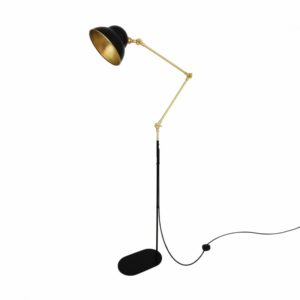 Sliema Elegant Floor Lamp in Polished Brass and Matte Black Finish