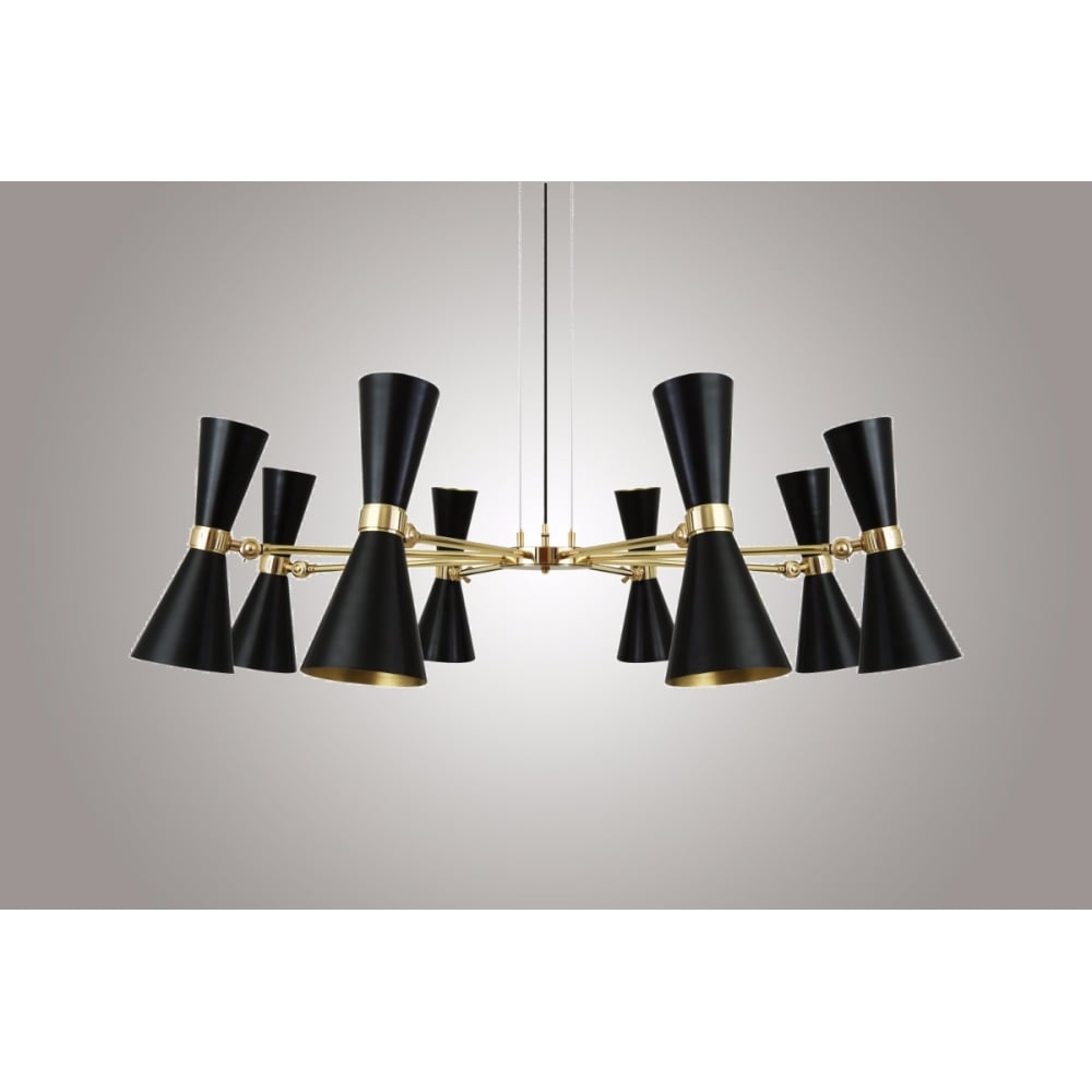 Elegant Cairo 8-Arm Chandelier, Polished Brass & Matte Black Finish