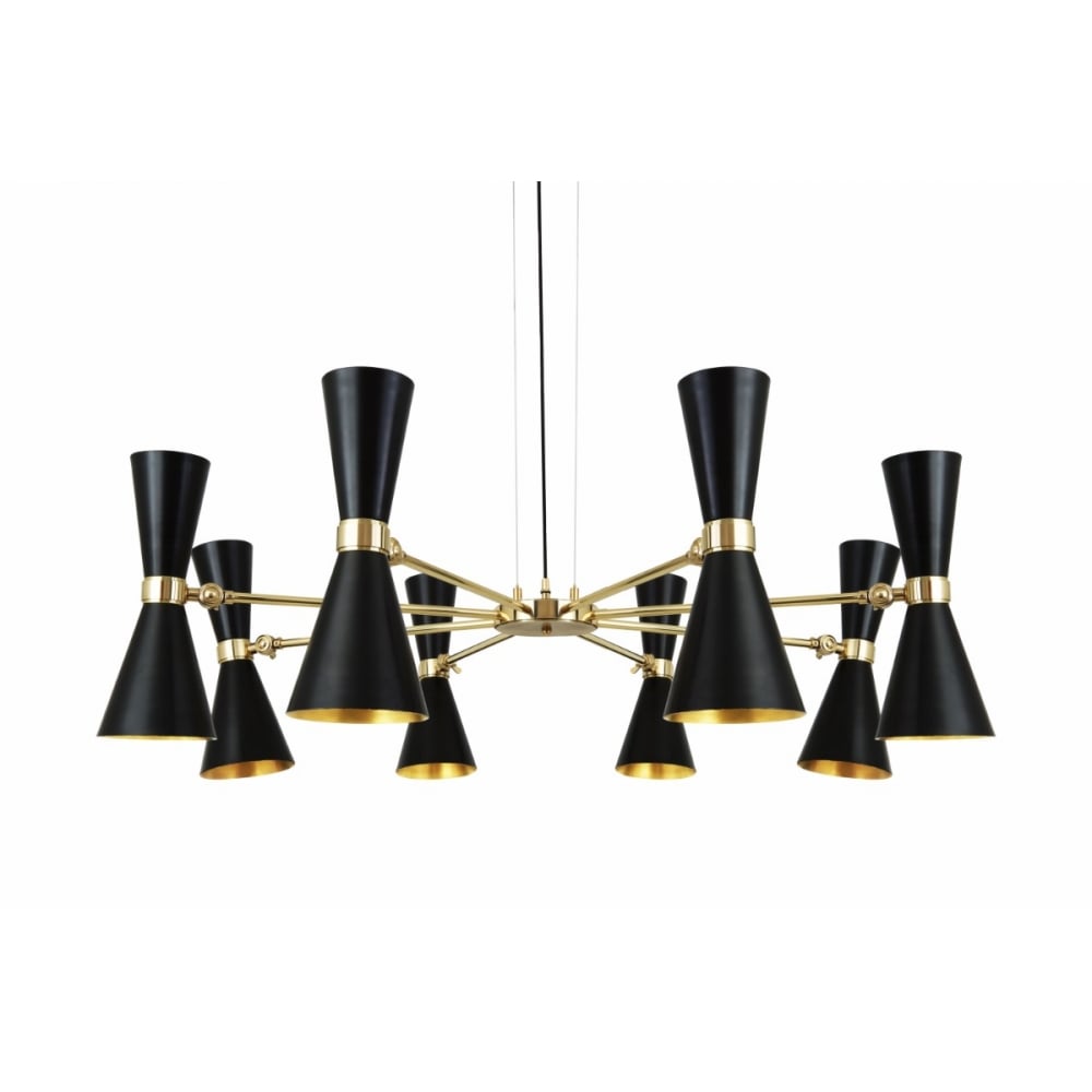 Elegant Cairo 8-Arm Chandelier, Polished Brass & Matte Black Finish