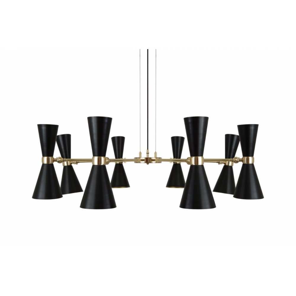 Elegant Cairo 8-Arm Chandelier, Polished Brass & Matte Black Finish