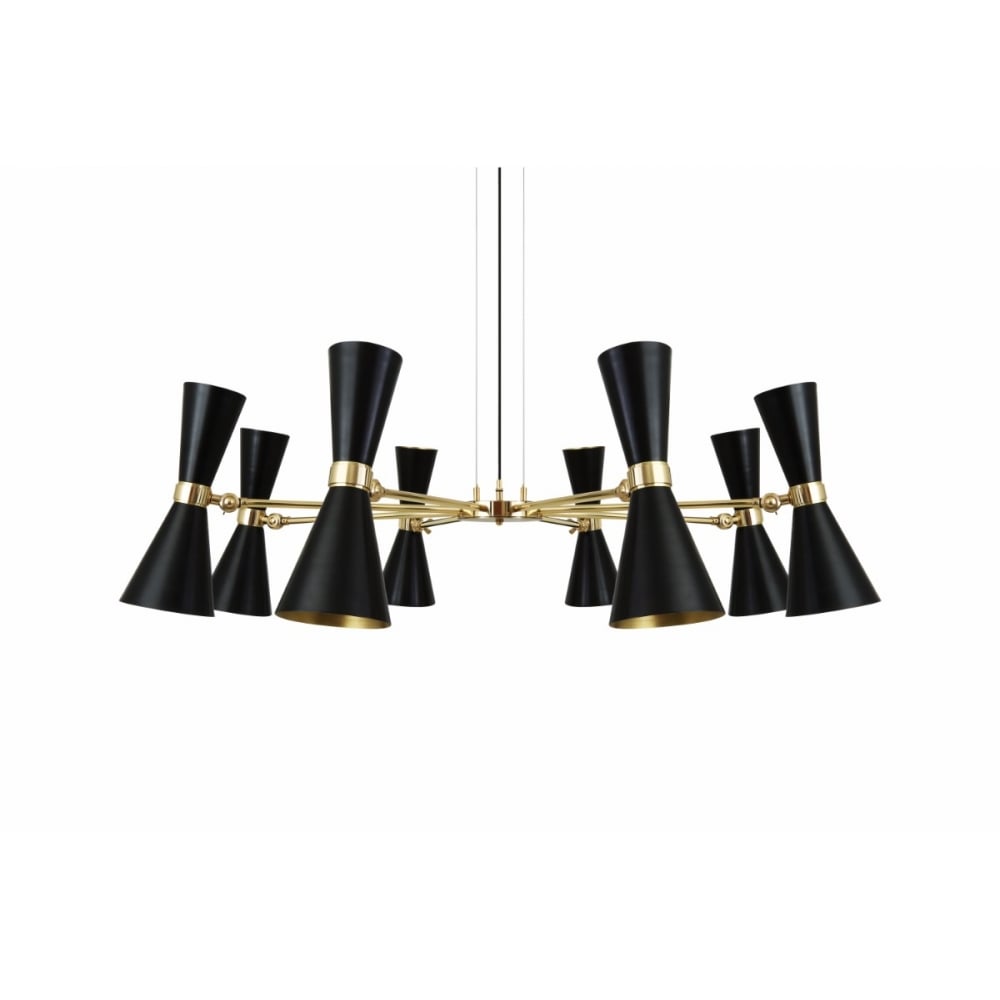 Elegant Cairo 8-Arm Chandelier, Polished Brass & Matte Black Finish