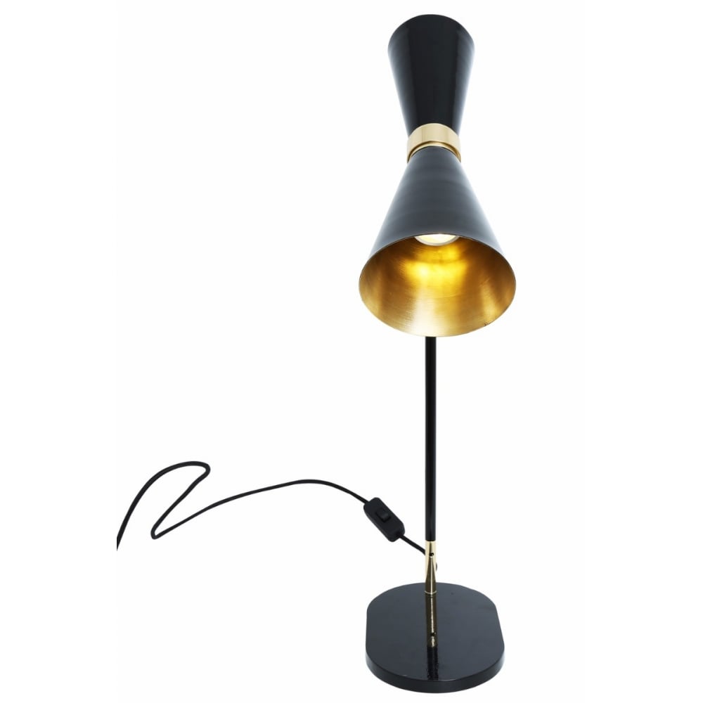 Cairo Mid-Century Table Lamp in Polished Brass and Matte Black