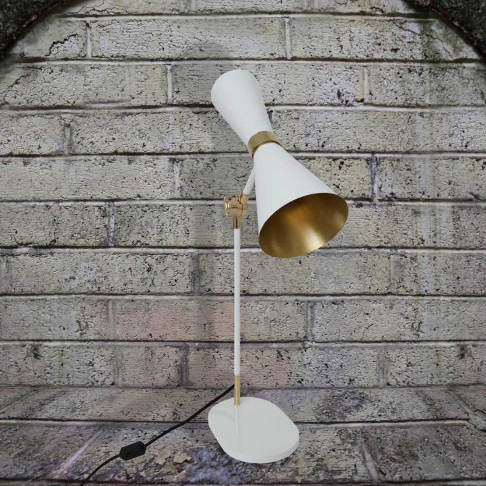 Cairo Mid-Century Table Lamp in Polished Brass and Matte Black