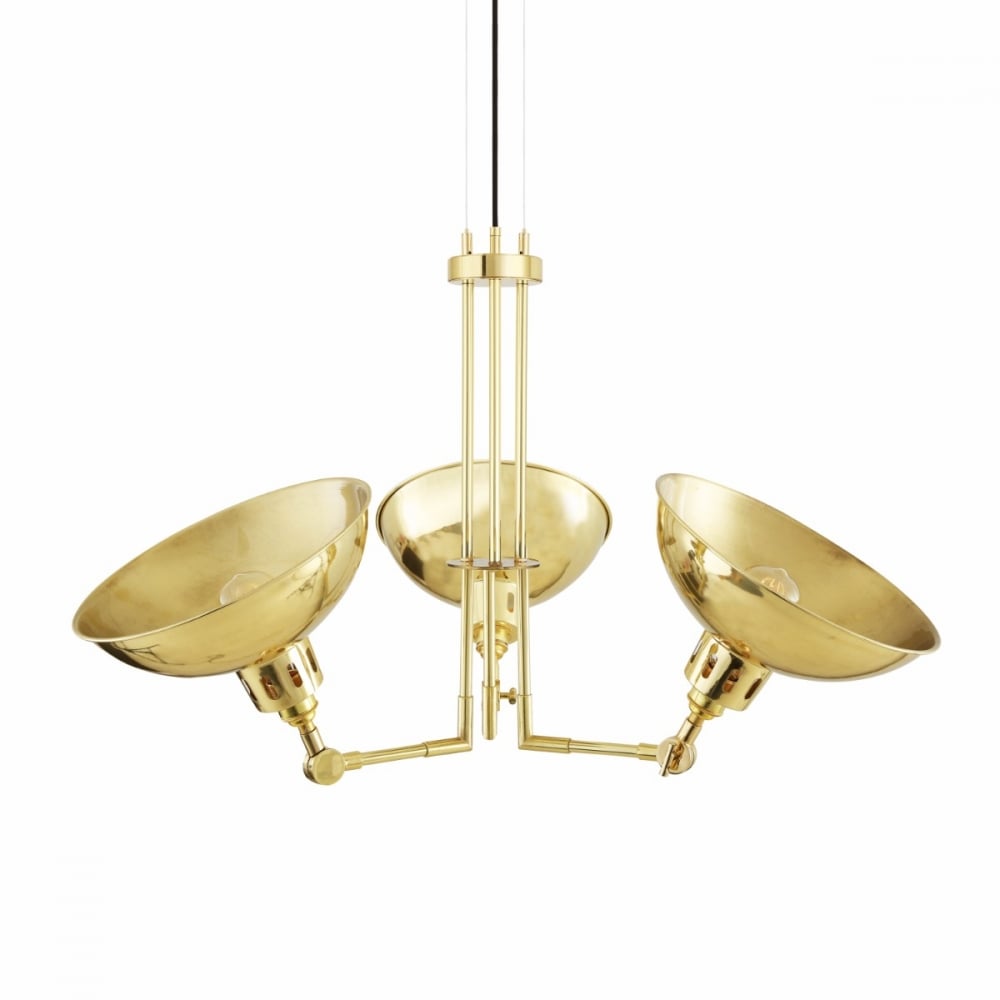 Vintage Elegance: Sparti Three-Arm Brass Chandelier