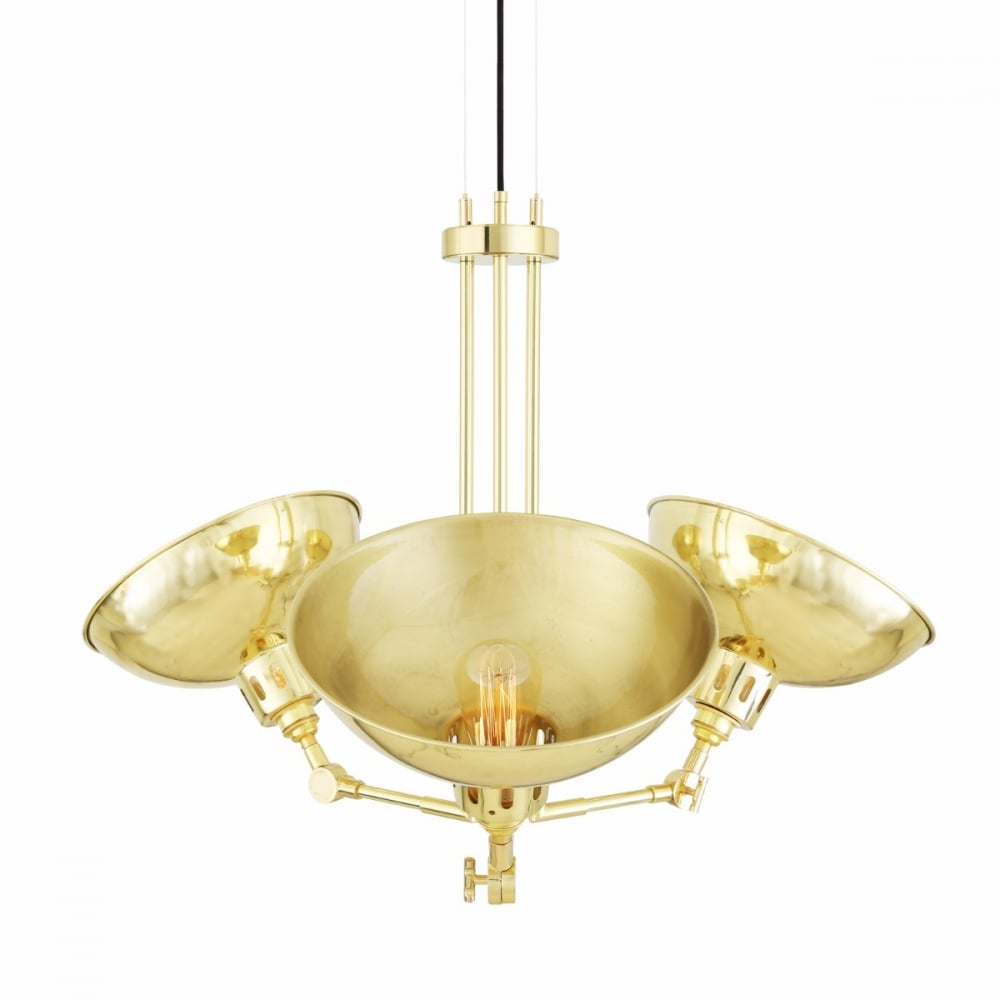 Vintage Elegance: Sparti Three-Arm Brass Chandelier