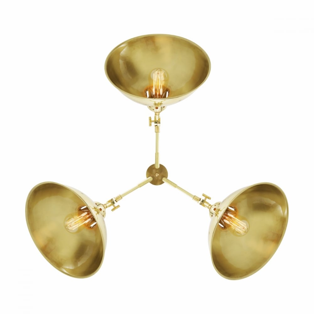 Vintage Elegance: Sparti Three-Arm Brass Chandelier