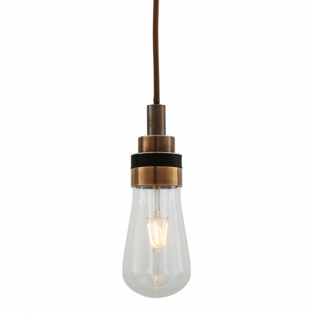 Bo Rustic Pendant Light with Antique Brass Finish and Edison Bulb
