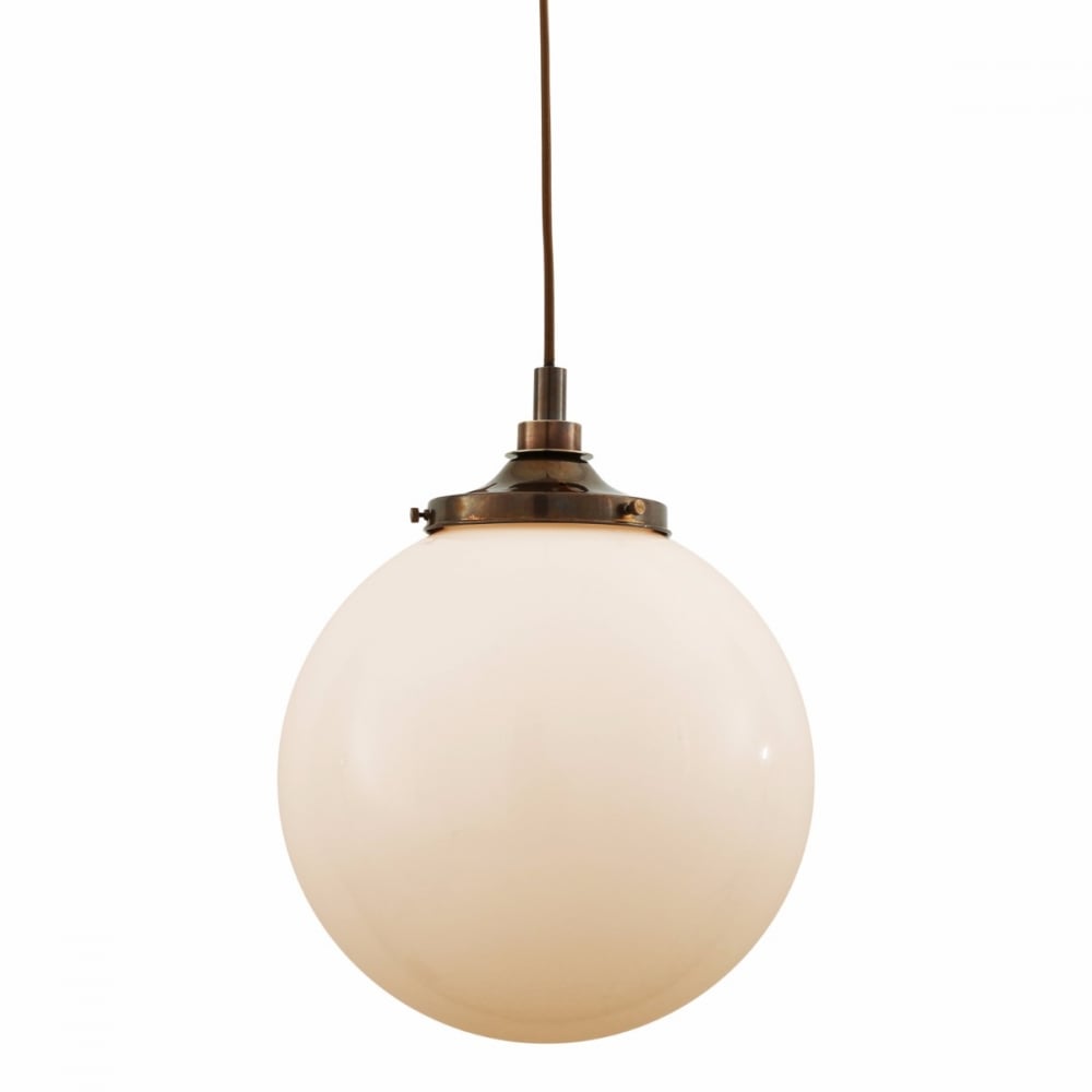 Pelagia Antique Brass 35cm Opal Globe Pendant Light