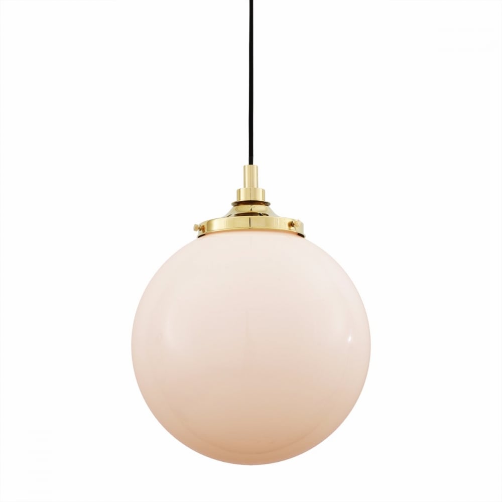 Pelagia Antique Brass 35cm Opal Globe Pendant Light