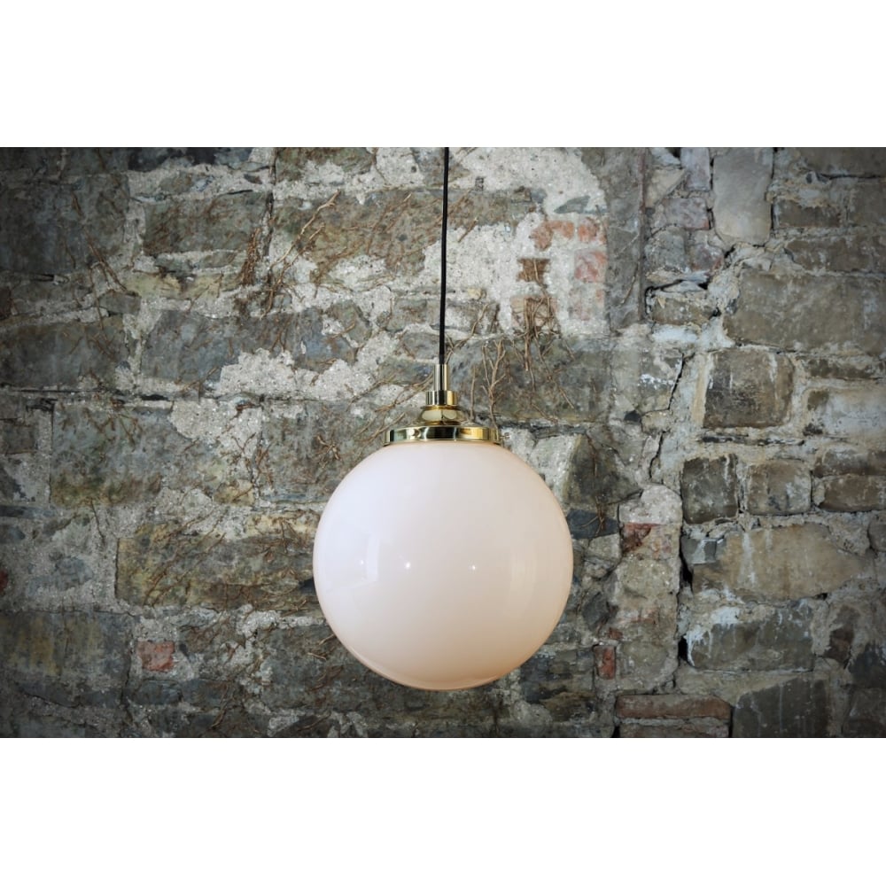 Pelagia Antique Brass 35cm Opal Globe Pendant Light
