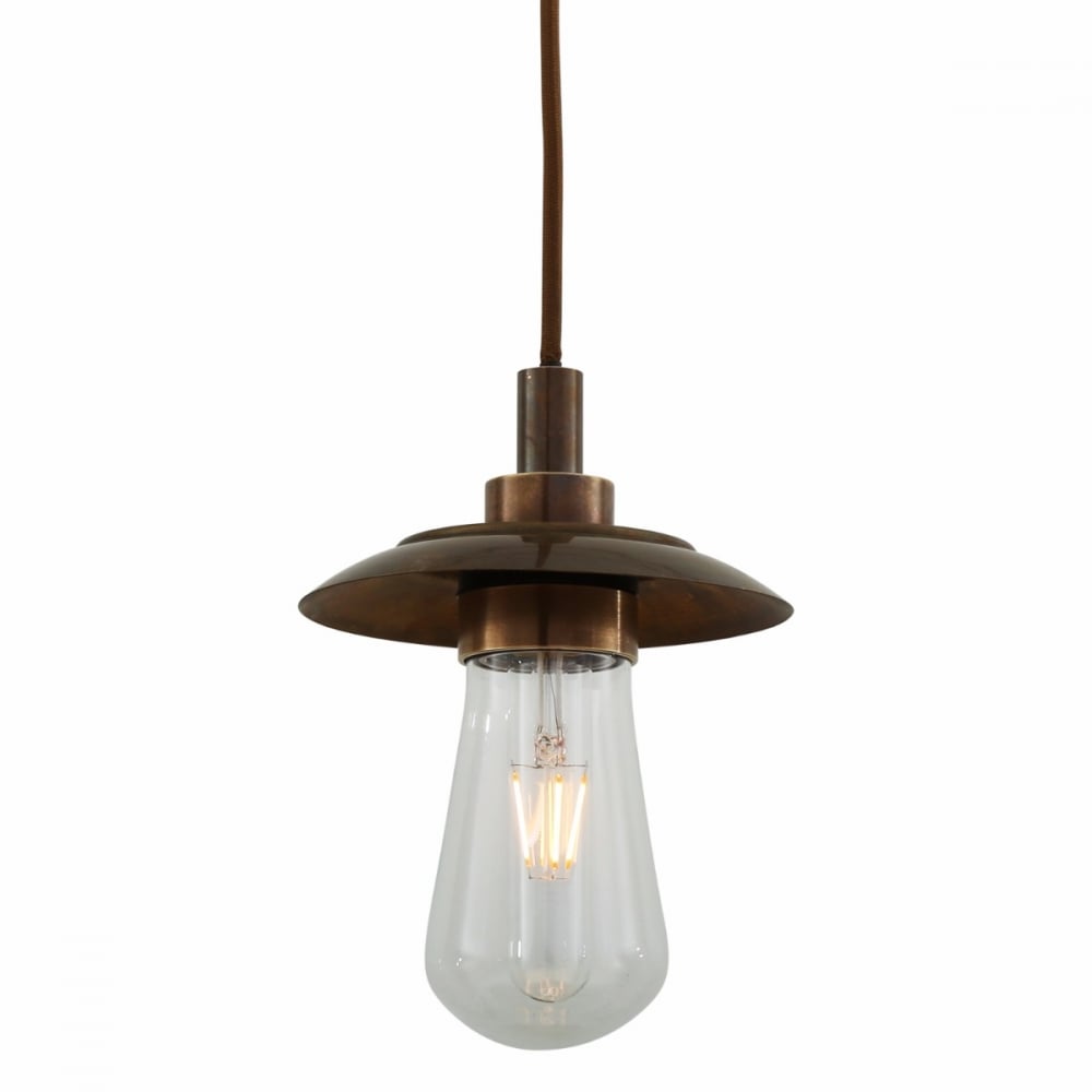 Ren Single Filament Glass Pendant with Antique Brass Accent