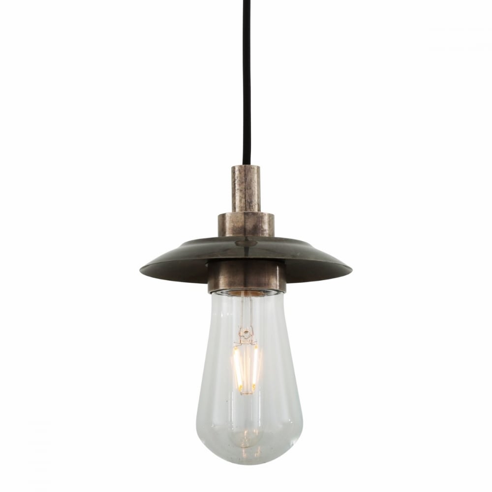 Ren Single Filament Glass Pendant with Antique Brass Accent