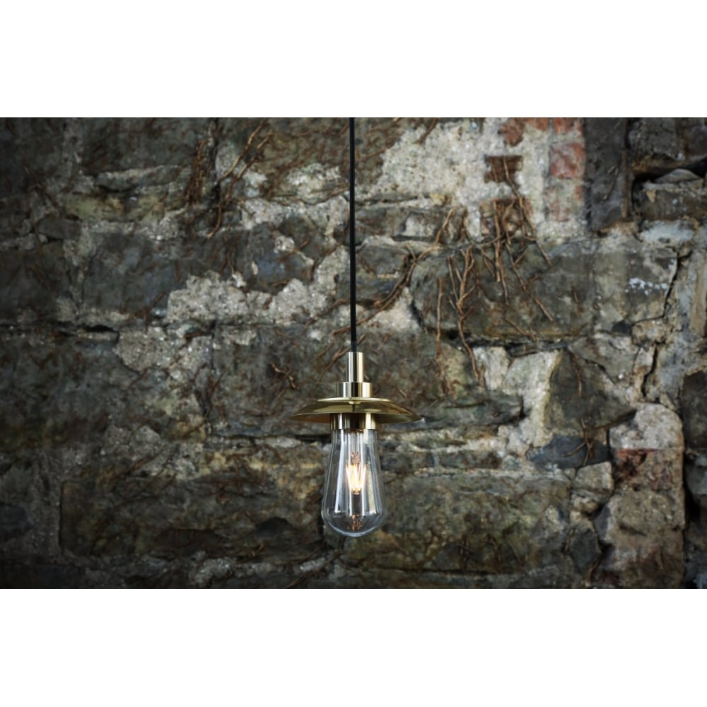 Ren Single Filament Glass Pendant with Antique Brass Accent