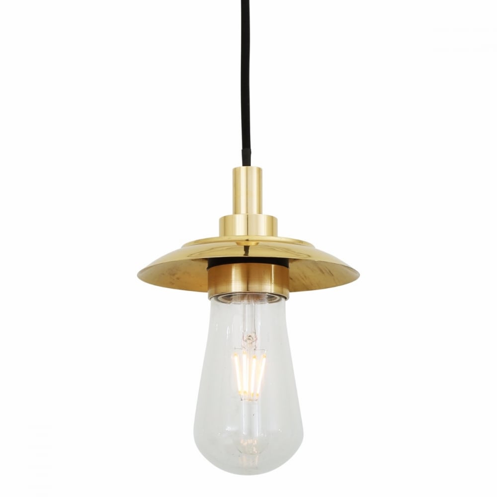Ren Single Filament Glass Pendant with Antique Brass Accent