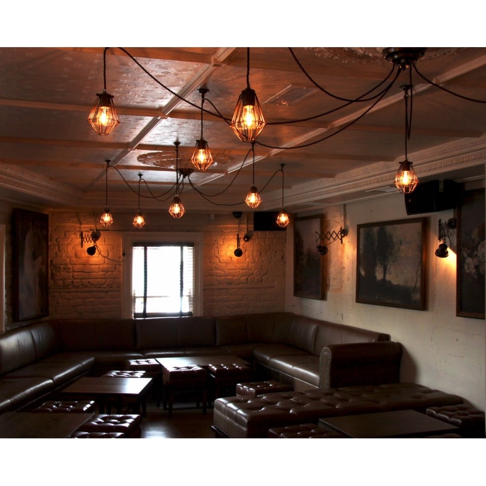 Praia Vintage Brass Cage Pendant Light Cluster