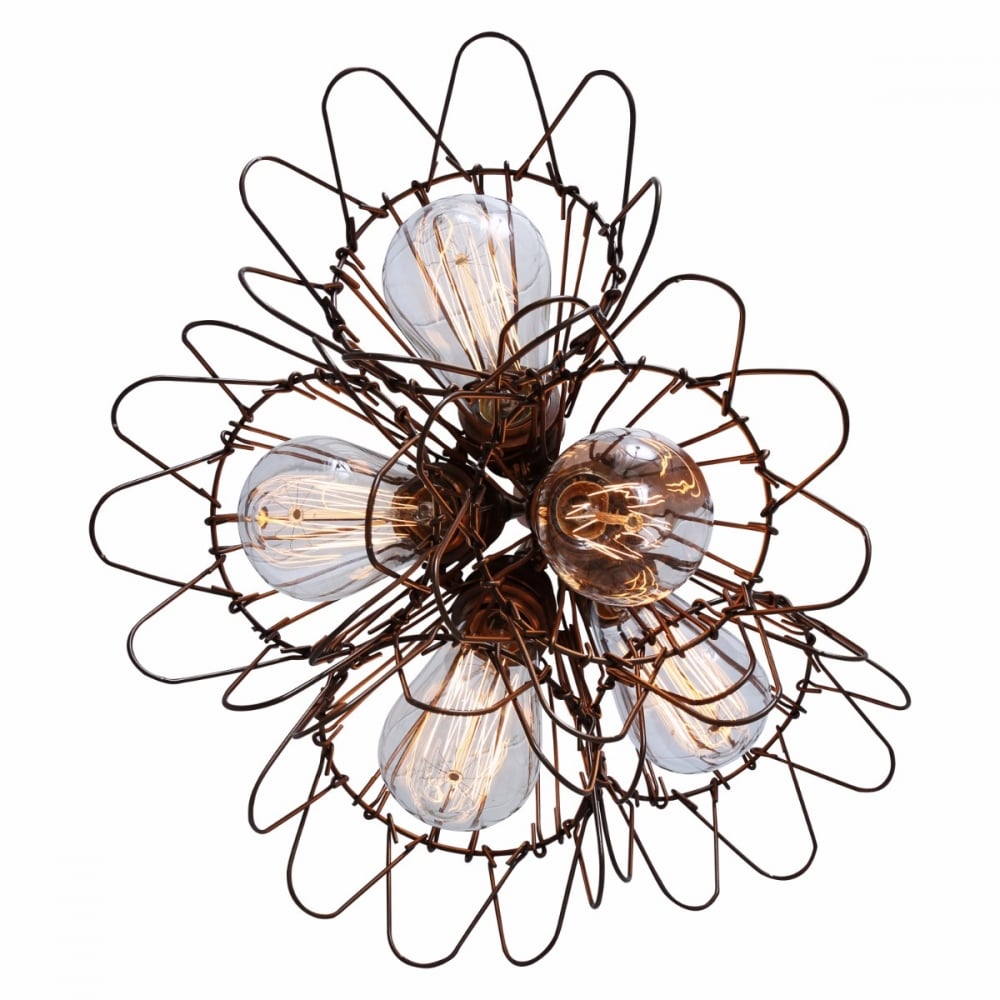 Praia Vintage Brass Cage Pendant Light Cluster