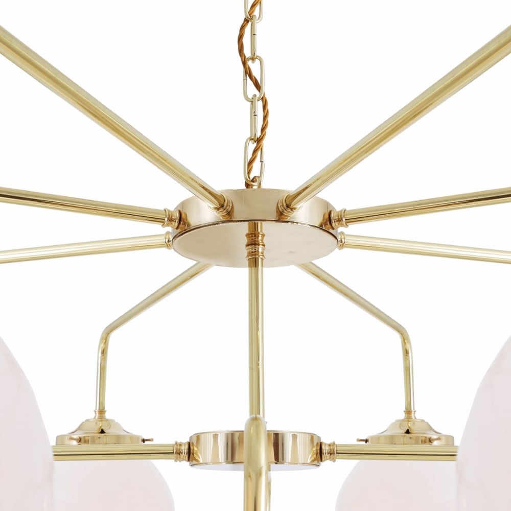 Antique Brass Rome Chandelier with Elegant Oval Glass Shades