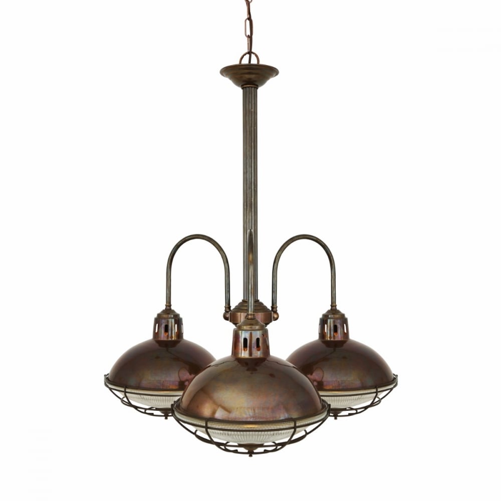 Vintage Marlow Cage Chandelier in Antique Brass & Industrial Bronze Finish