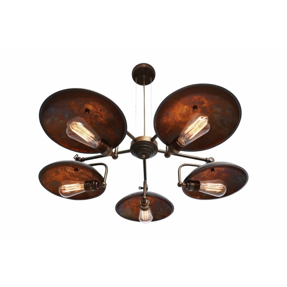 Chulainn B 5 Arm Brass Steampunk-Inspired Ceiling Chandelier