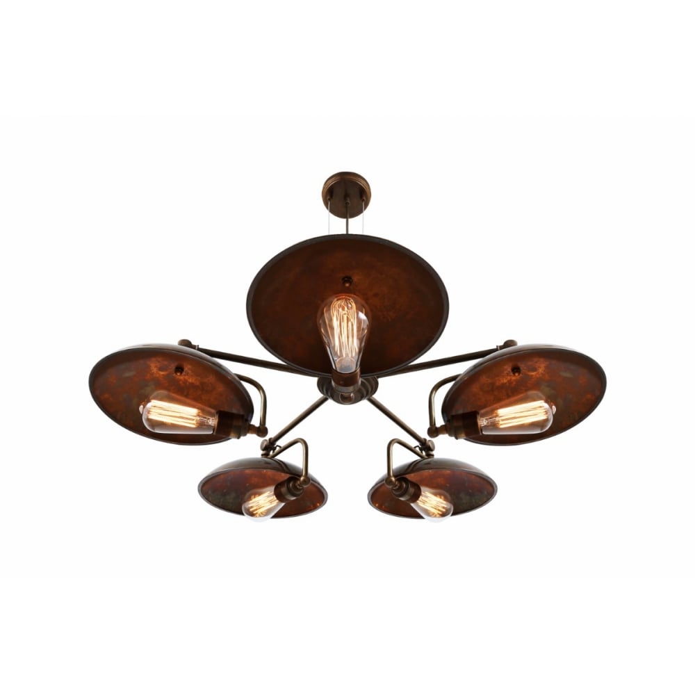 Chulainn B 5 Arm Brass Steampunk-Inspired Ceiling Chandelier