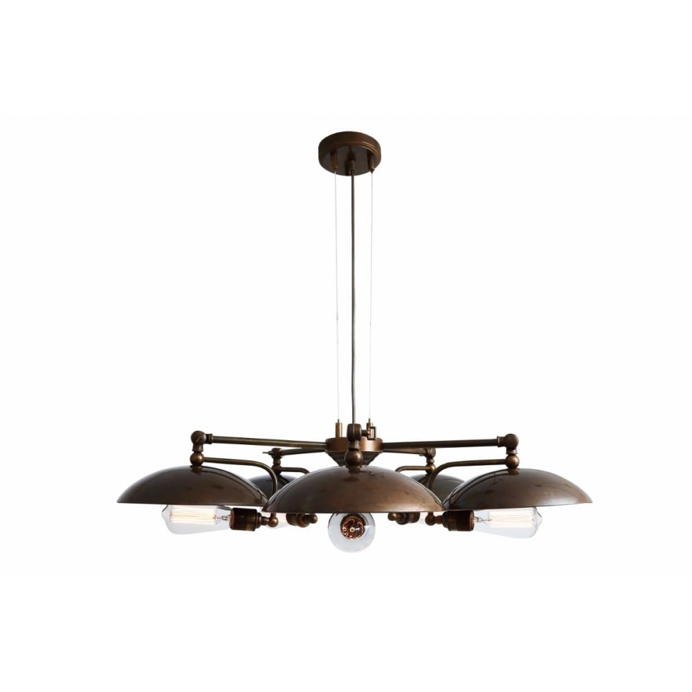 Chulainn B 5 Arm Brass Steampunk-Inspired Ceiling Chandelier