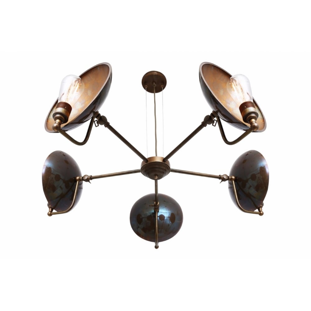 Chulainn B 5 Arm Brass Steampunk-Inspired Ceiling Chandelier