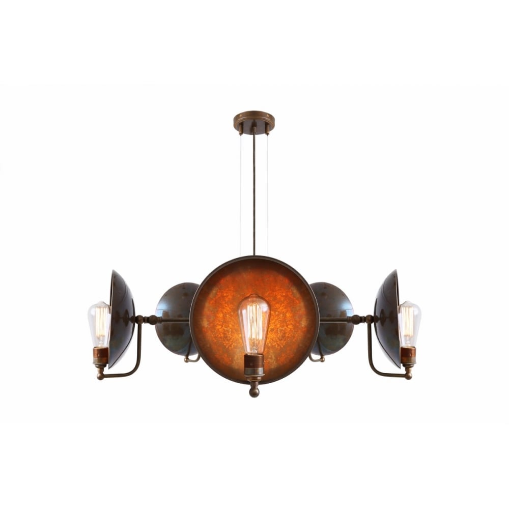 Chulainn B 5 Arm Brass Steampunk-Inspired Ceiling Chandelier