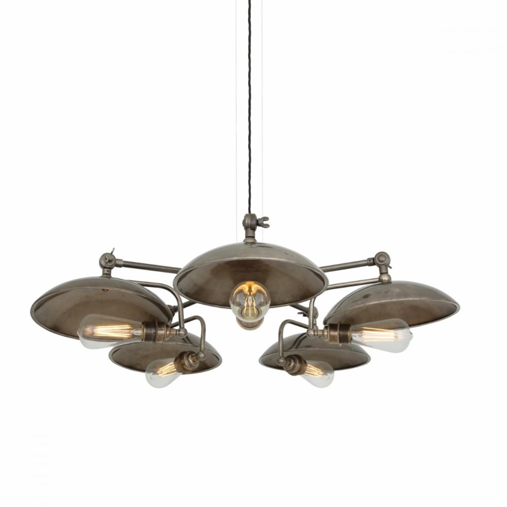 Chulainn B 5 Arm Brass Steampunk-Inspired Ceiling Chandelier