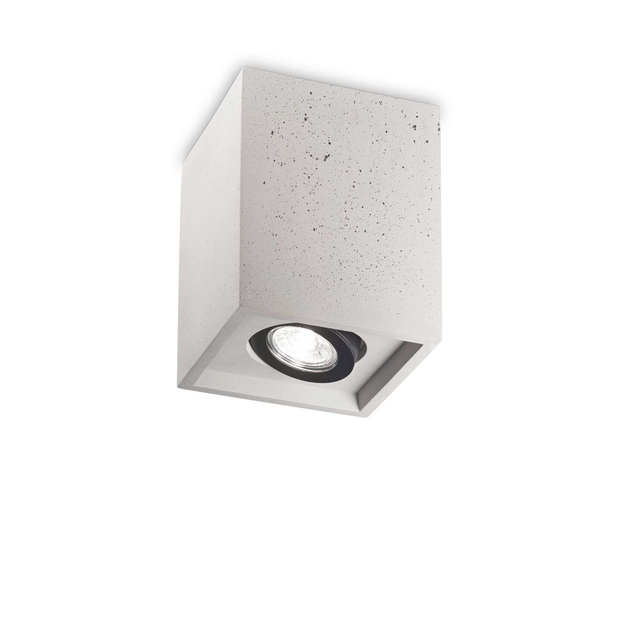 SQUARE Cement OAK Flush Mount Light with Single Bulb