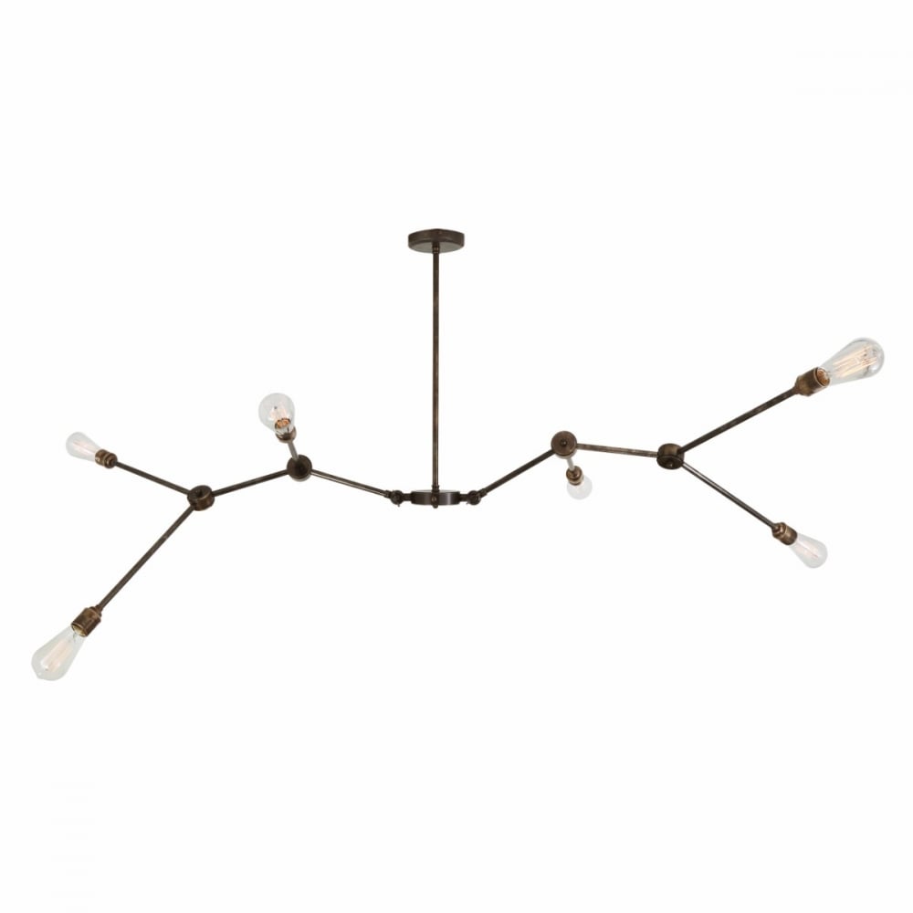 Ottawa Chandelier - Modern Brass and Glass Adjustable Arm Ceiling Fixture