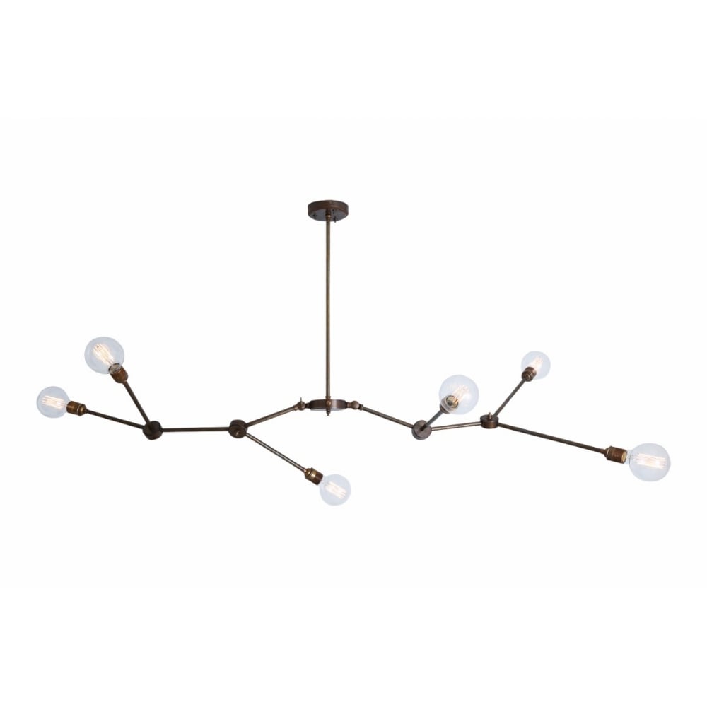 Ottawa Chandelier - Modern Brass and Glass Adjustable Arm Ceiling Fixture