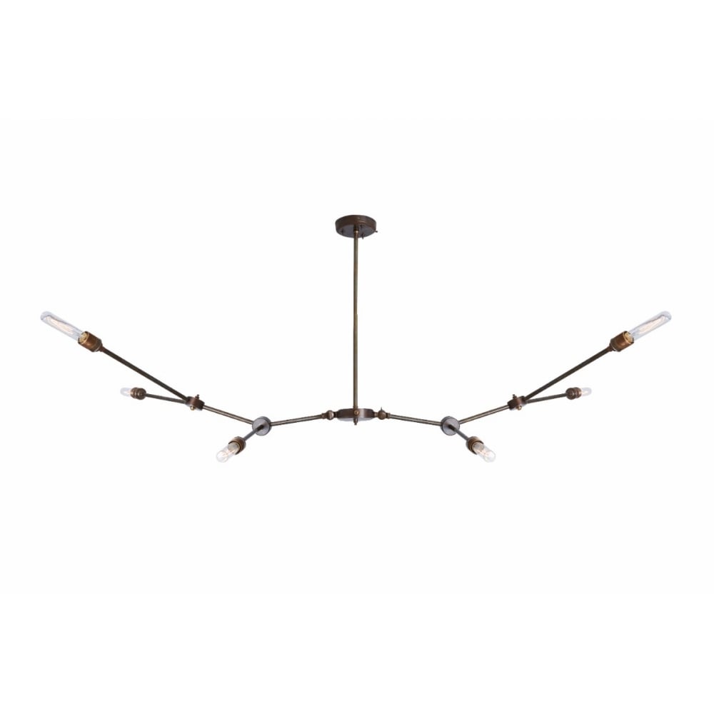 Ottawa Chandelier - Modern Brass and Glass Adjustable Arm Ceiling Fixture