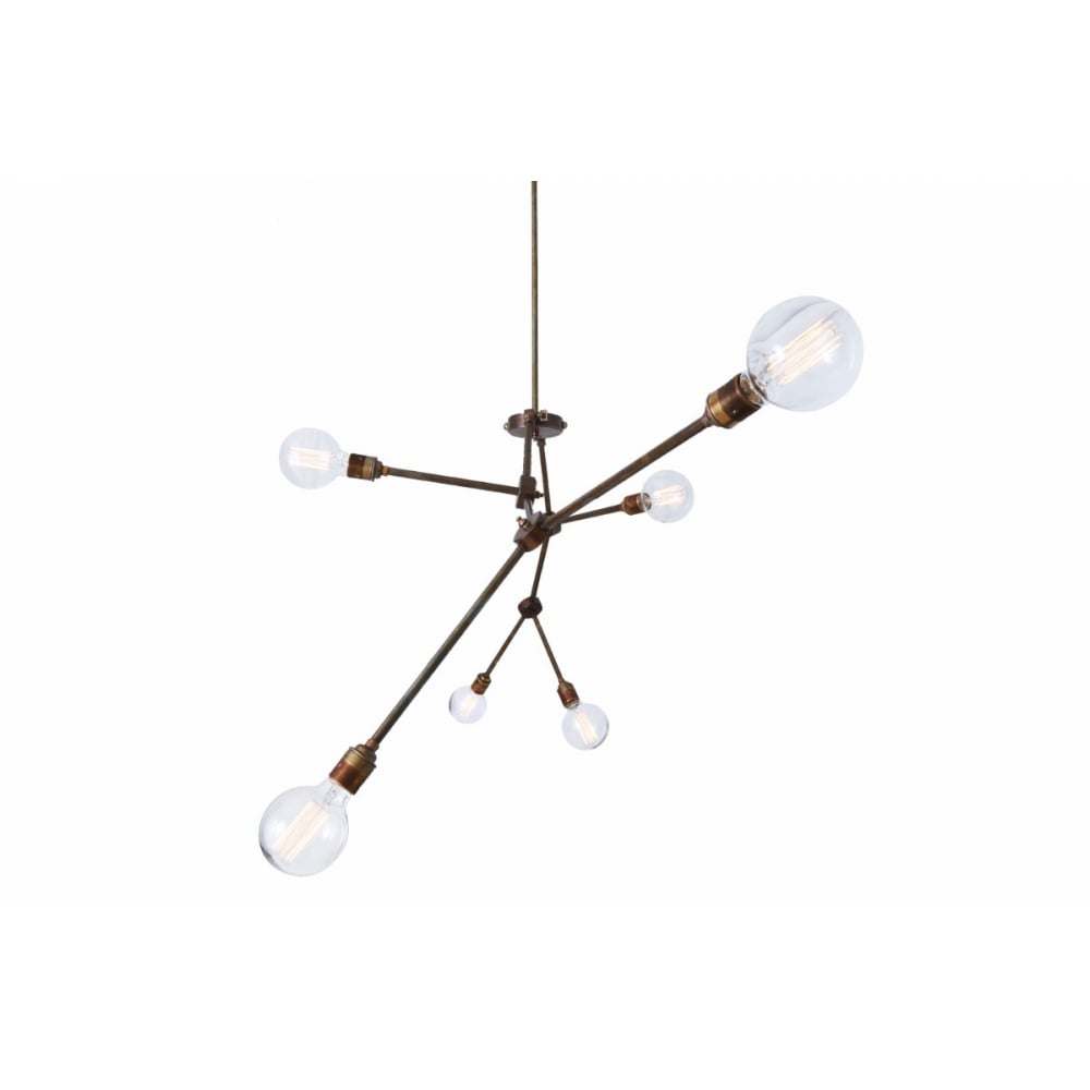 Ottawa Chandelier - Modern Brass and Glass Adjustable Arm Ceiling Fixture