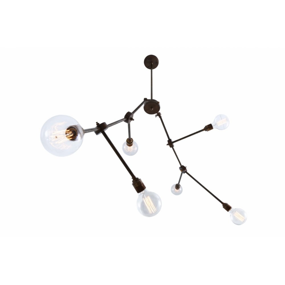 Ottawa Chandelier - Modern Brass and Glass Adjustable Arm Ceiling Fixture